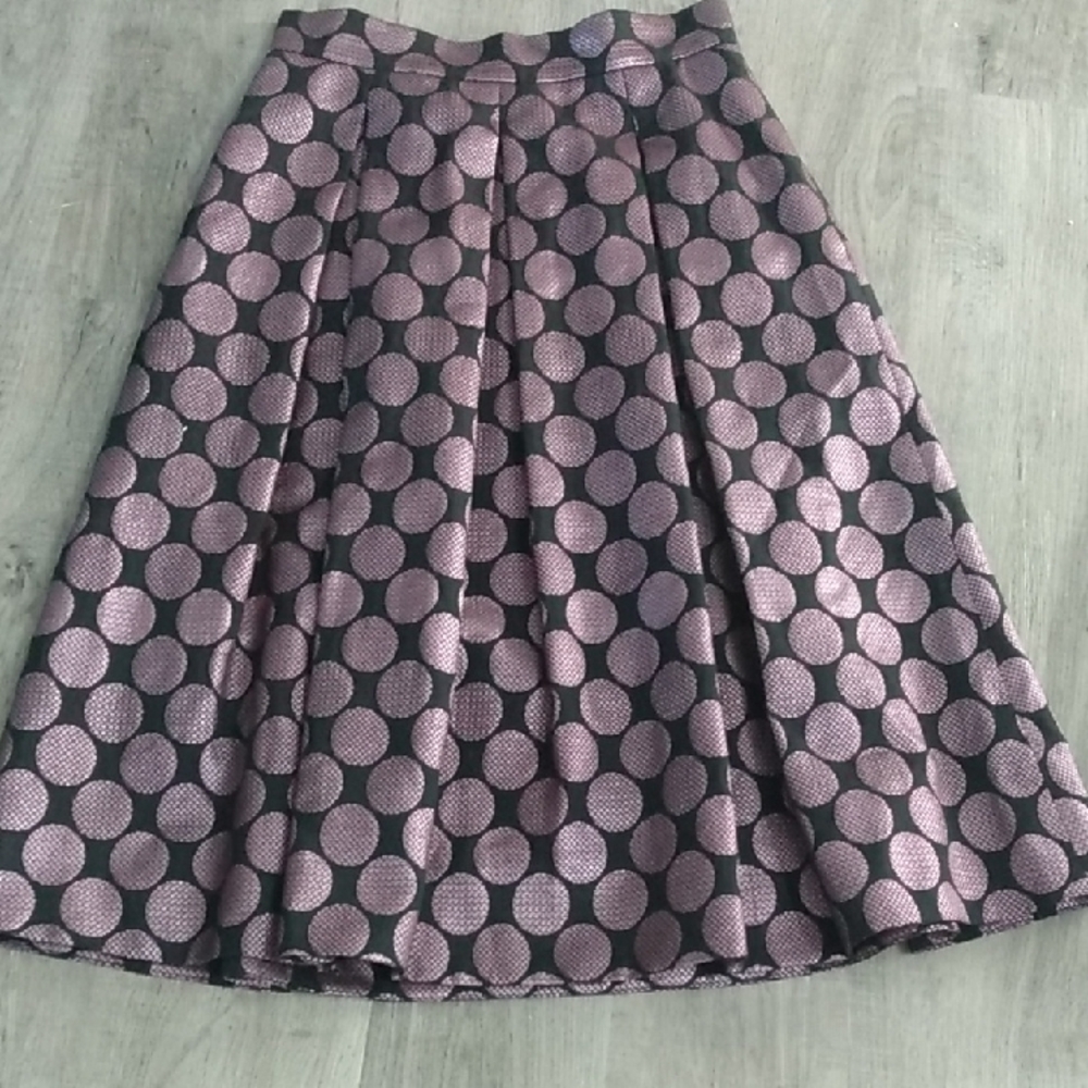 Luxe Black and Pink Polka Dot Midi Skirt